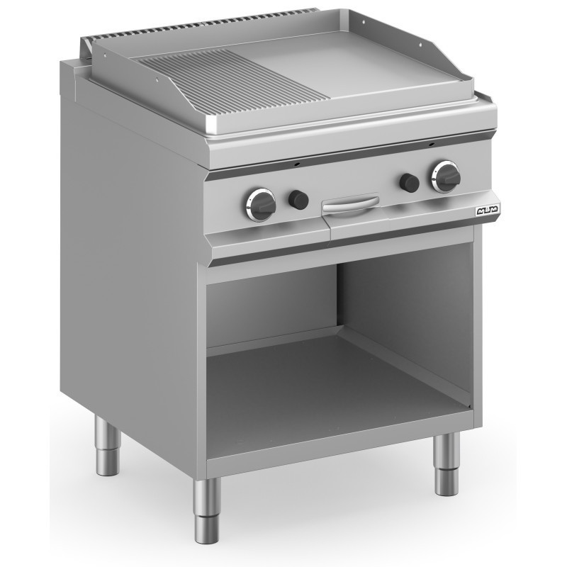 Frytop à gaz 70 cm Plaque Lisse - Rainurée Acier Rectifié avec Meuble MFTG77ALR MAGISTRA PLUS 700 - MFTG77ALR
