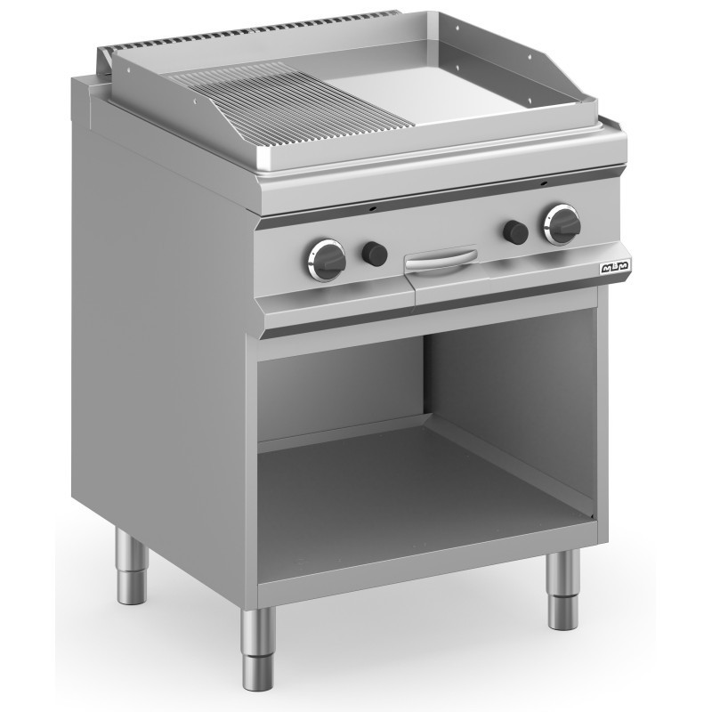 Frytop à gaz 70 cm Plaque Lisse - Rainurée Chrome Dur avec Mobilier MFTG77ALRC MAGISTRA PLUS 700 - MFTG77ALRC