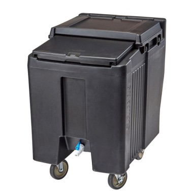 Chariot à glaçons haut avec 2 roues fixes, 2 roues pivotantes et 1 roue à frein - 80 x 58,5 x 88 cm - Noir - Cambro - ICS125T110