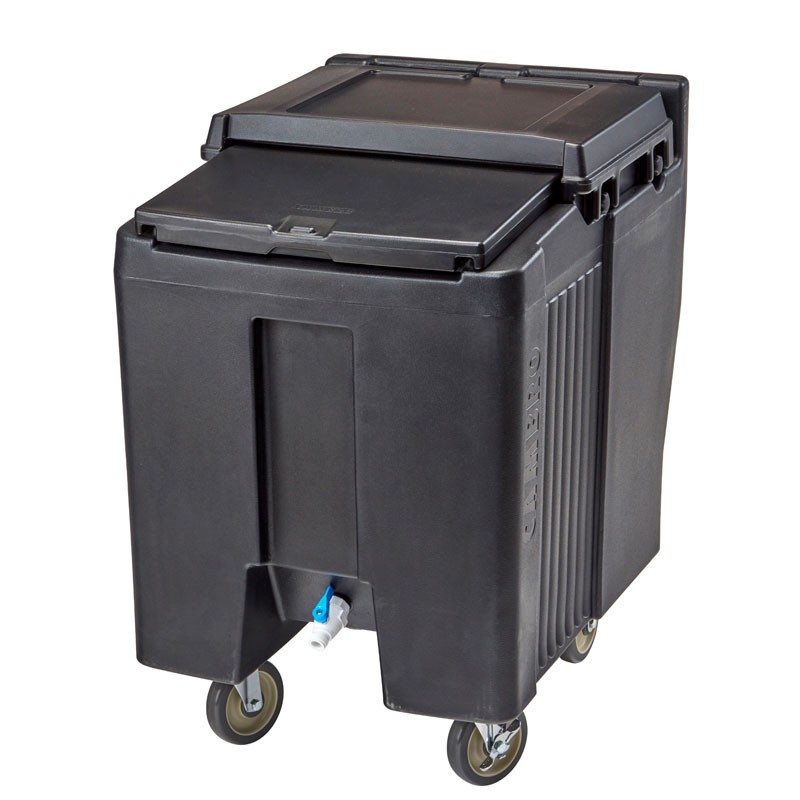 Chariot à glaçons haut avec 2 roues fixes, 2 roues pivotantes et 1 roue à frein - 80 x 58,5 x 88 cm - Noir - Cambro - ICS125T110