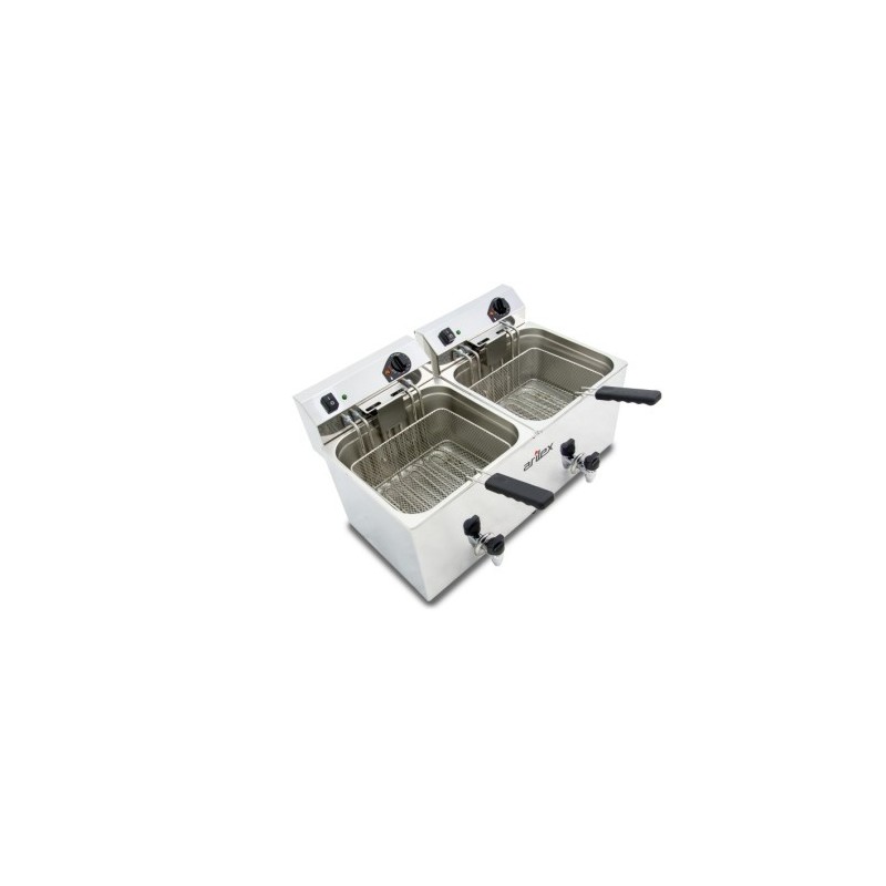 Friteuse électrique - 12+12L - Double cuve - Avec robinet - Triphasée - Arilex