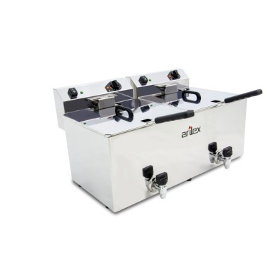 Friteuse électrique - 12+12L - Double cuve - Avec robinet - Monophasée - Arilex