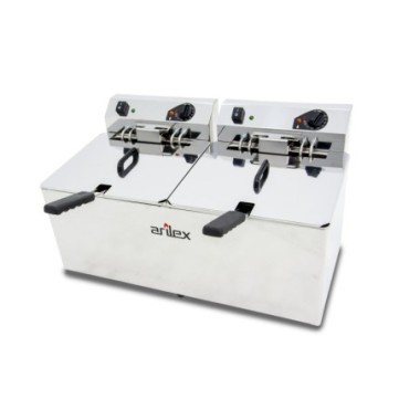 Friteuse électrique - 12+12L - Double cuve - Sans robinet - Triphasée - Arilex