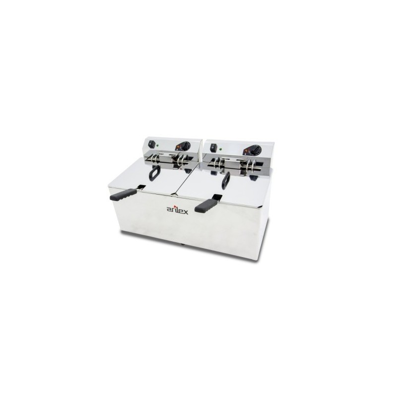 Friteuse électrique - 12+12L - Double cuve - Sans robinet - Triphasée - Arilex