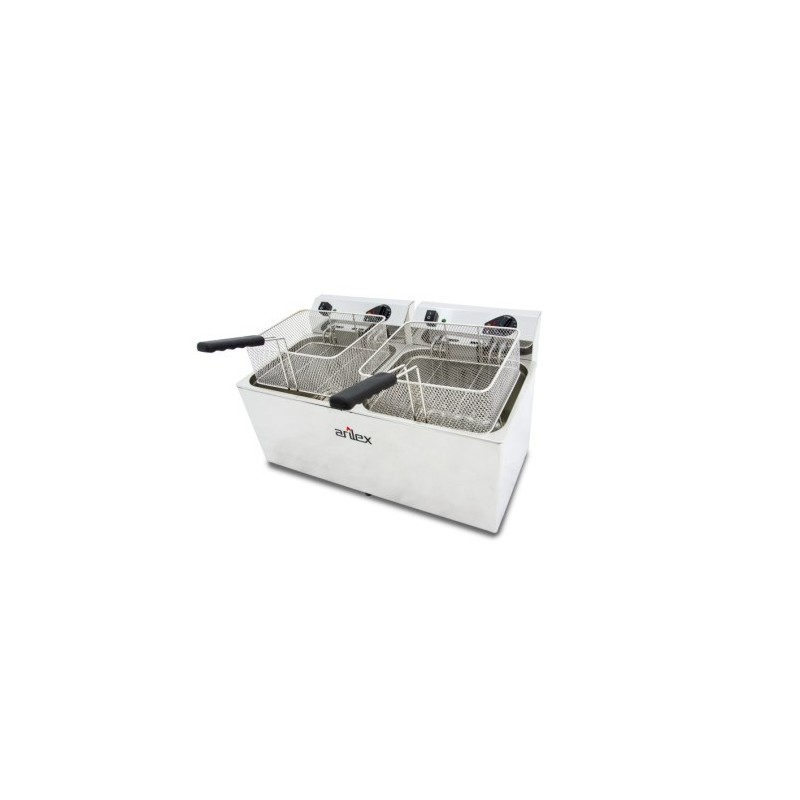 Friteuse électrique - 12+12L - Double cuve - Sans robinet - Triphasée - Arilex