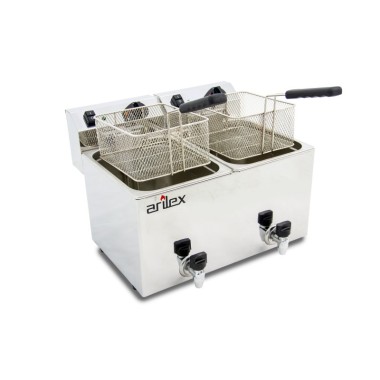 Friteuse électrique - 10+10L - Double cuve - Avec robinet - Monophasée - Arilex