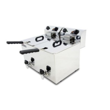 Friteuse électrique - 10+10L - Double cuve - Avec robinet - Monophasée - Arilex