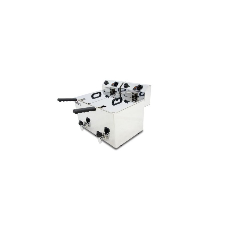 Friteuse électrique - 10+10L - Double cuve - Avec robinet - Monophasée - Arilex