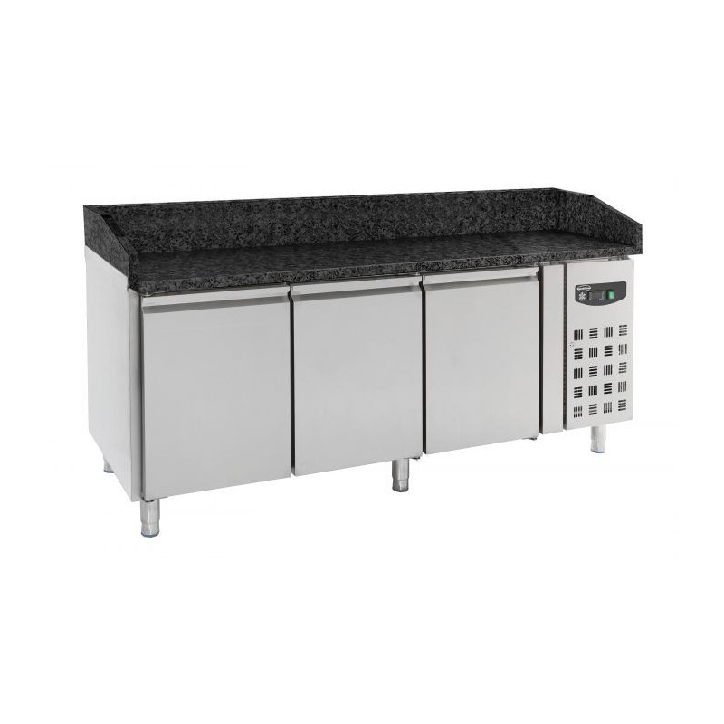 Table de préparation pizza 3 portes granit noir - Combisteel