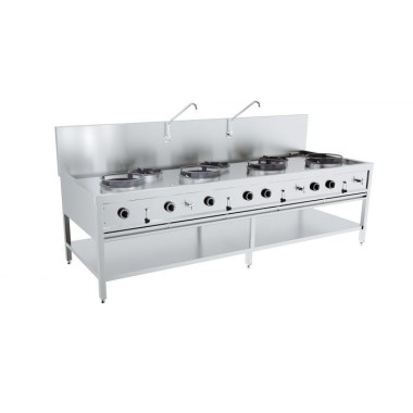 Table de wok à gaz 4x17 kw + 3x9kw - Combisteel