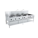 Table de wok à gaz 4x17 kw + 3x9kw - Combisteel