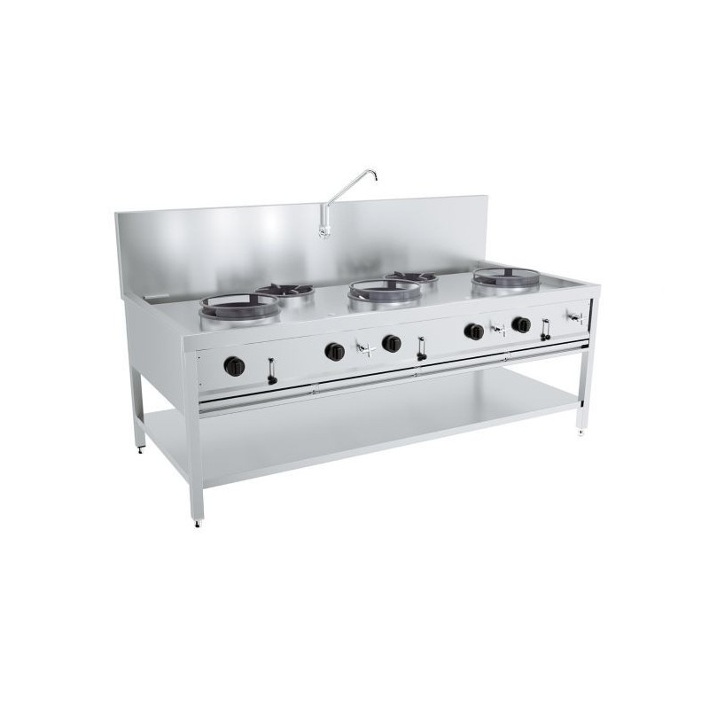 Table wok à gaz 3x17kw + 2x9kw - Combisteel