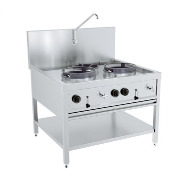 Table wok à gaz 2x17kw + 1x9kw - Combisteel