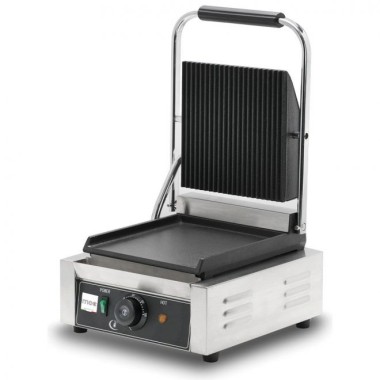 Grill Panini - Viande nervuré - 1.8kW - 300x300x200mm - Fonte nervurée - Mec