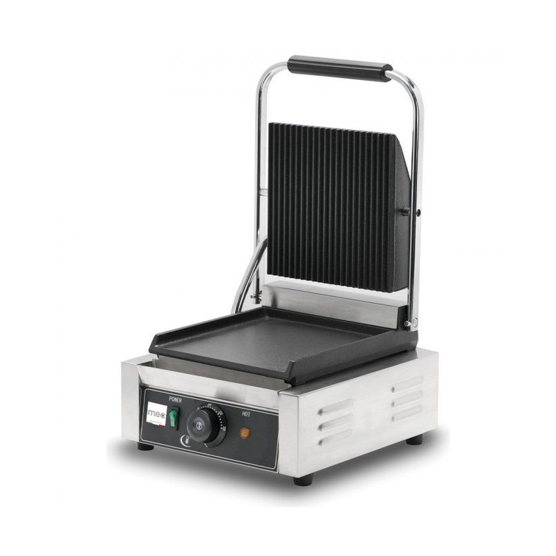 Grill Panini - Viande nervuré - 1.8kW - 300x300x200mm - Fonte nervurée - Mec