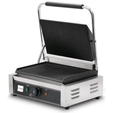 Grill Panini rainuré - 2.2kW - 425x300x200mm - Fonte nervurée - Mec