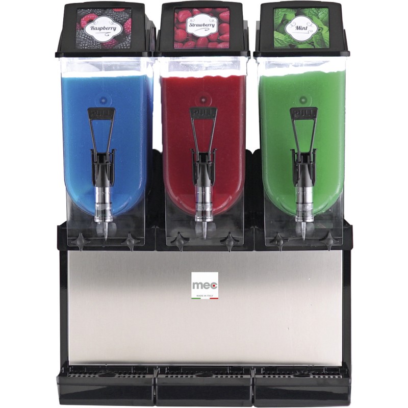 Machine à granité - 3 cuves 12L - 1220W - 585x510x820mm - LED - Mec