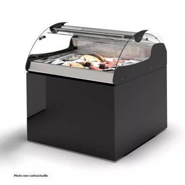 Meuble noir XL pour vitrine réfrigérée à poisson - 2 bacs - Sayl