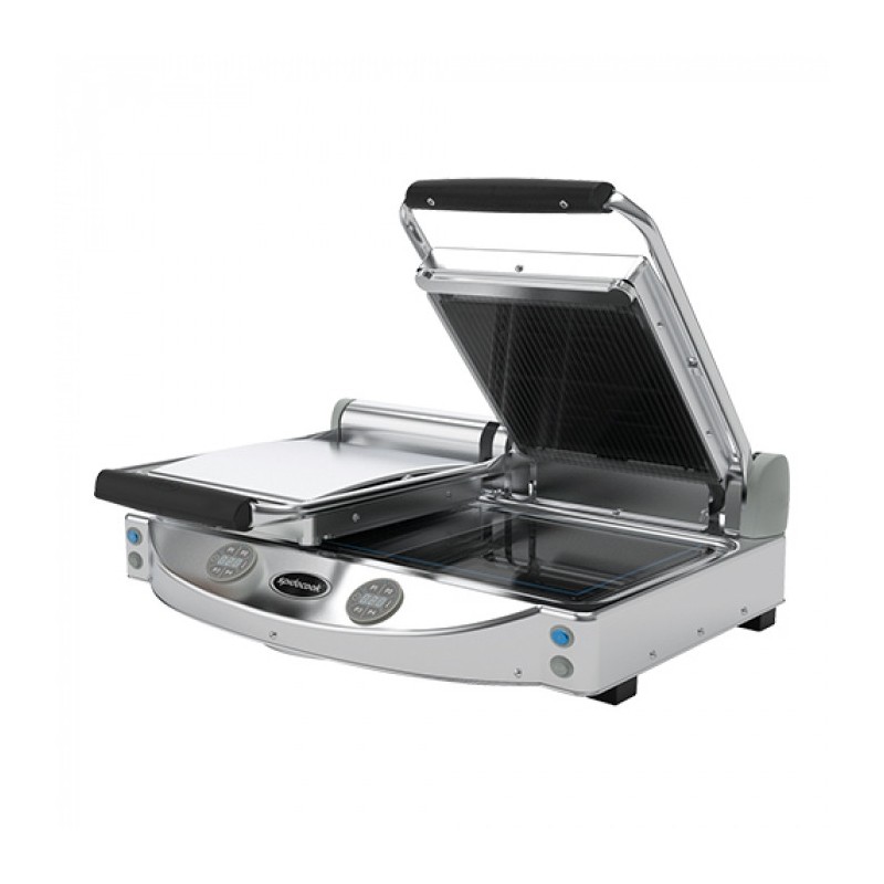 Grill panini double digital vitrocéramique - Lisse et rainurée - SpidoCook