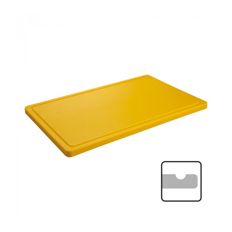 Planche découper jaune coins ronds avec rainure 50x30cm - Caterchef -  ref: 882652