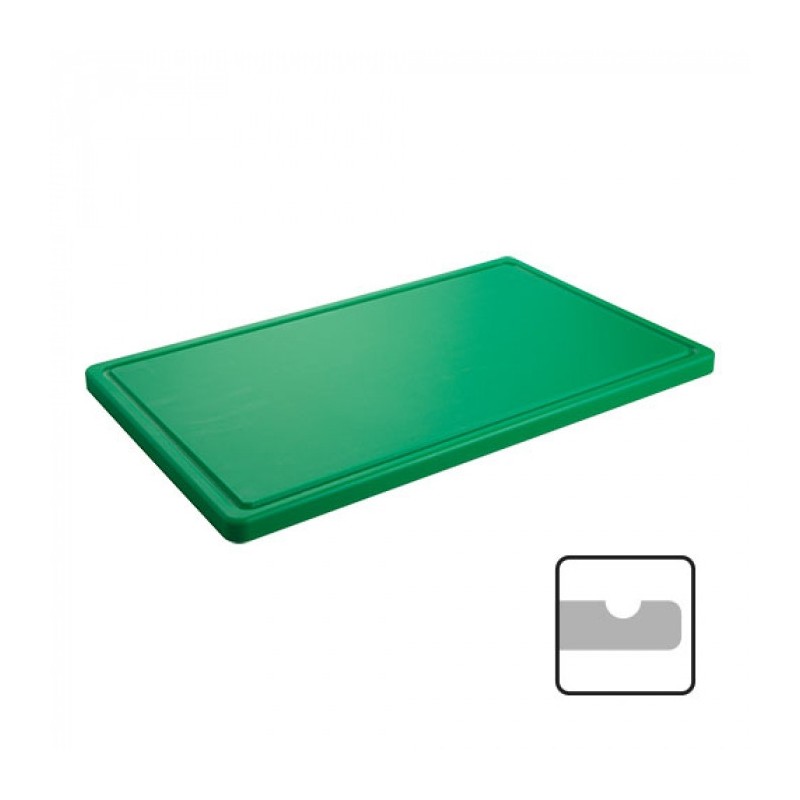 Planche découper coins ronds avec rainure vert 50x30cm - Caterchef -  ref: 882452