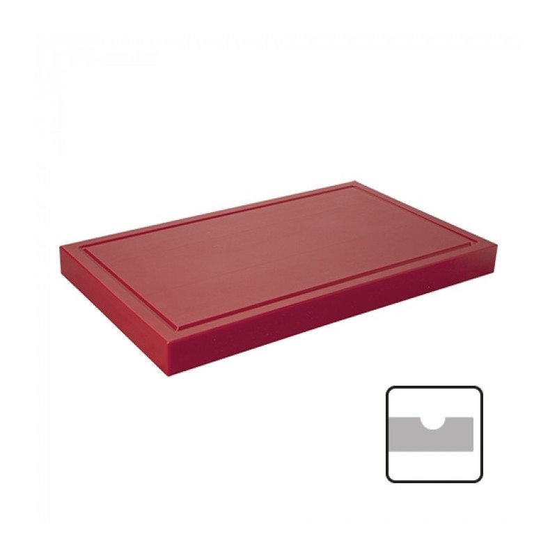 Planche découper rouge épaisse avec rainure 50x30cm - Caterchef -  ref: 882282
