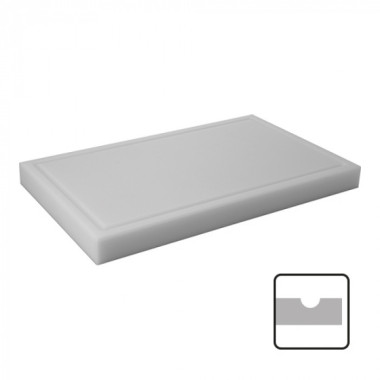 Planche découper épaisse blanche avec rigole 50x30cm - Caterchef -  ref: 882015