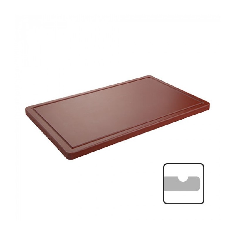 Planche à découper rouge avec rainure 60 x 35cm - Caterchef -  ref: 882562