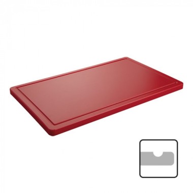 Planche à découper rouge avec rainure 60 x 35cm - Caterchef -  ref: 882262