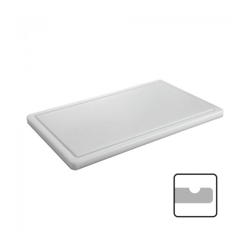 Planche à découper blanche avec rainure 60 x 35cm - Caterchef -  ref: 882013