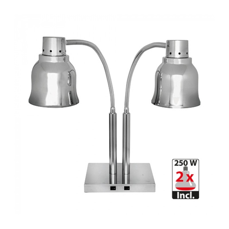 Abat-jour argent avec 2 ampoules- Caterchef star -  ref: 508016