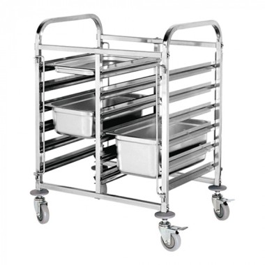 Chariot à glissières inox 2 x 6 niveaux sur roulettes - Caterchef star -  ref: 535020