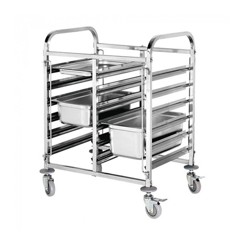 Chariot à glissières inox 2 x 6 niveaux sur roulettes - Caterchef star -  ref: 535020