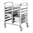 Chariot à glissières inox 2 x 6 niveaux sur roulettes - Caterchef star -  ref: 535020