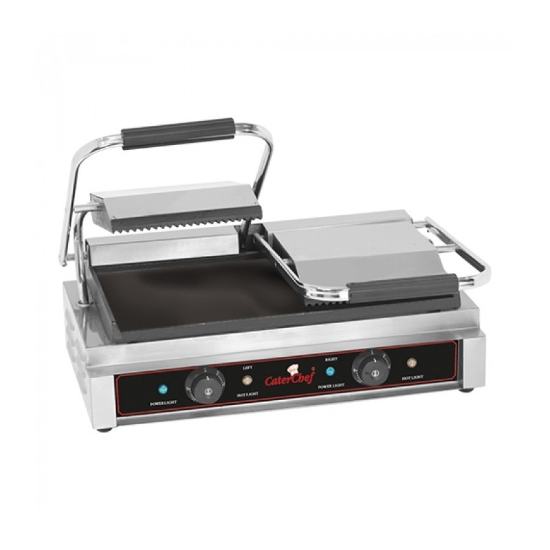 Grill de contact lisse-rainurée double - Caterchef star -  ref: 688420