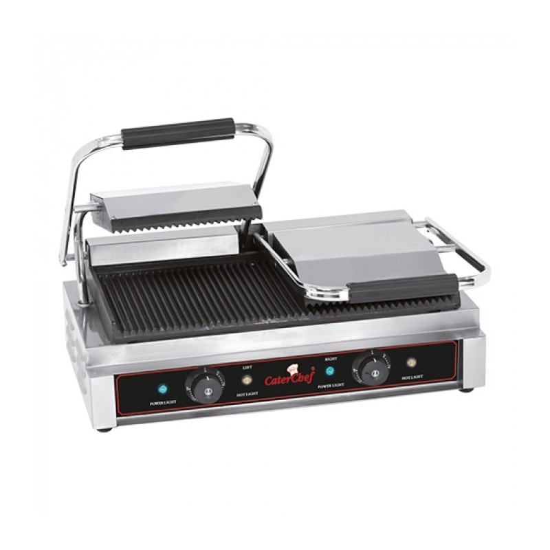 Grill de contact rainurée 2 zones de chauffage - Caterchef star -  ref: 688415