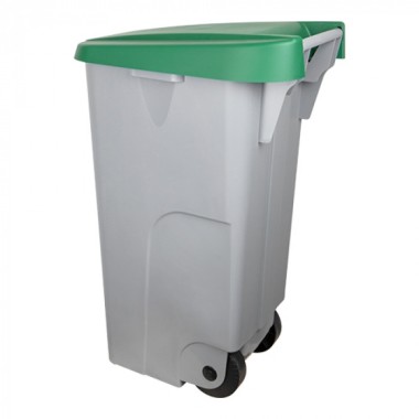 Poubelle 880 x 420 mm couvercle vert  110 L - Denox -  ref: 600091