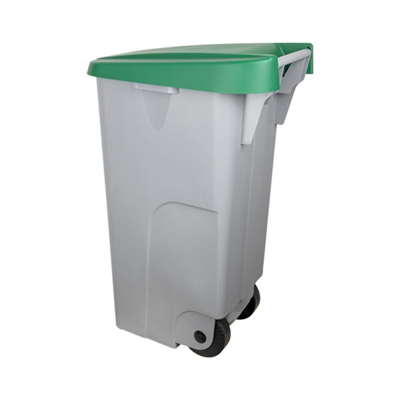 Poubelle 880 x 420 mm couvercle vert  110 L - Denox -  ref: 600091