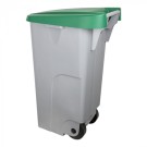Poubelle 880 x 420 mm couvercle vert  110 L - Denox -  ref: 600091