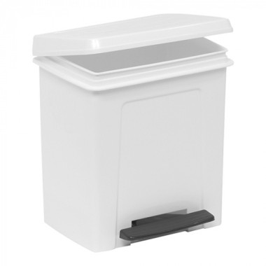 Poubelle blanche à pédale 285 x 255mm contenance 8 L - Denox -  ref: 600075
