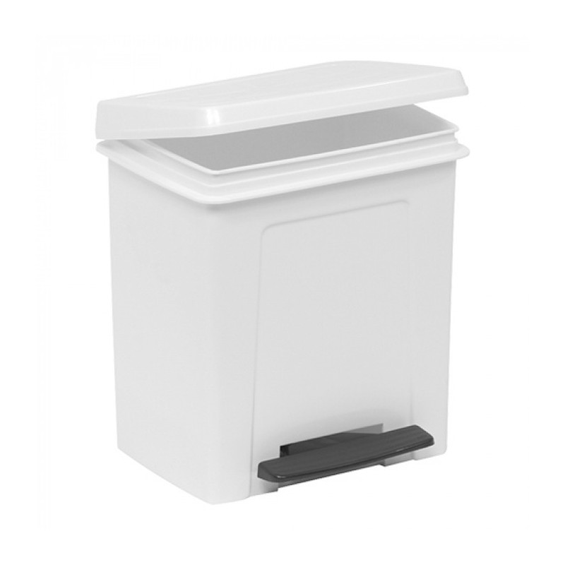 Poubelle blanche à pédale 285 x 255mm contenance 8 L - Denox -  ref: 600075