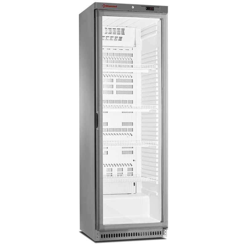 Armoire frigorifique, vitrée, ventilée, 400 Lit. acier inox - Diamond