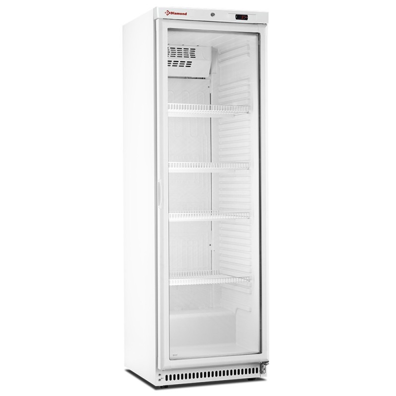 Armoire frigorifique, vitrée, ventilée, 400 Lit. blanc - Diamond