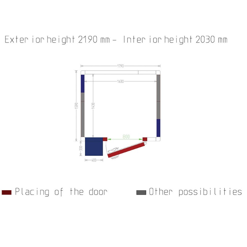 Chambre ISO 80 avec groupe, dim.int. 1630 x 1430 x h2030mm (4,73m³) - Diverso
