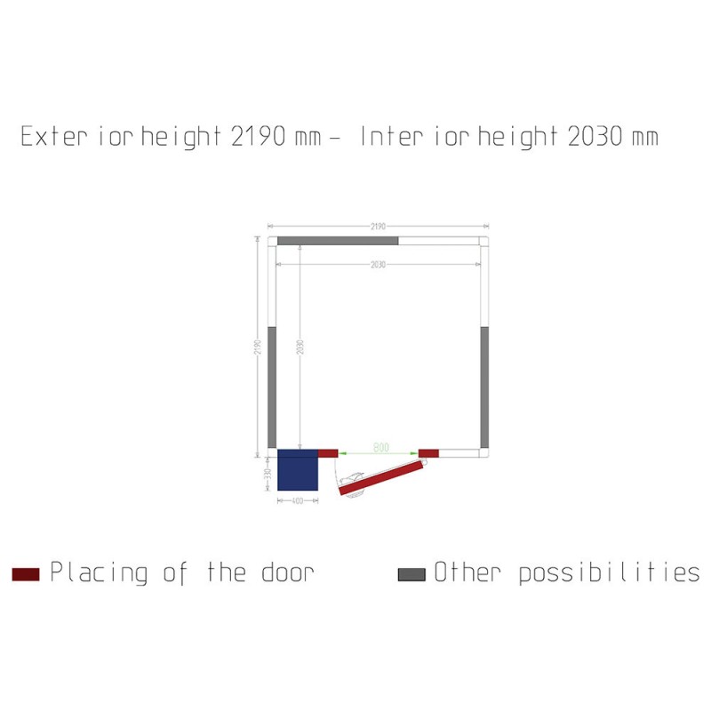 Chambre ISO 80 avec groupe, dim.int. 2030 x 2030 x h2030mm (8,37m³) - Diverso