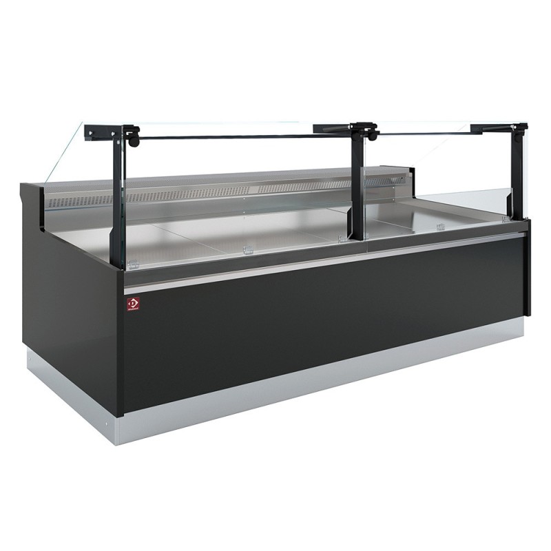 Comptoir ventilé, avec réserve, vitre verticale 90° avec relevage à piston - FULL BLACK - Diamond