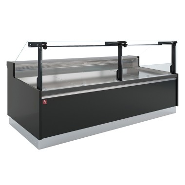 Comptoir ventilé, avec réserve, vitre verticale 90° avec relevage à piston - FULL BLACK - Diamond
