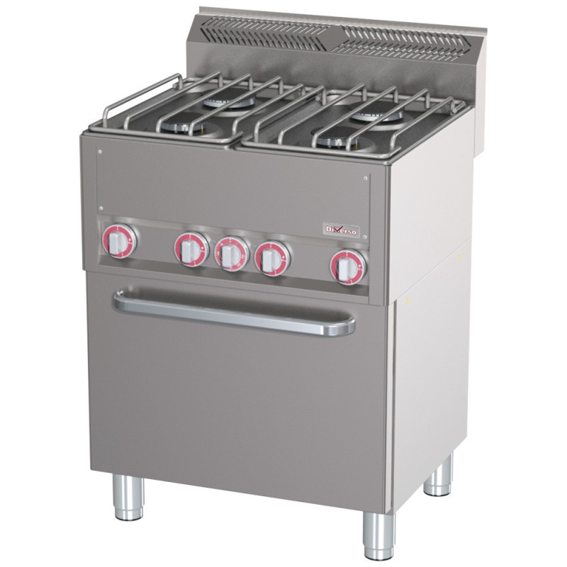 Fourneau 4 feux sur four à convection GN1/1 - Diverso