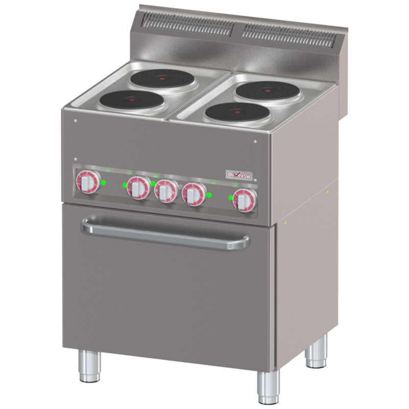 Fourneau 4 plaques électriques sur four à convection GN1/1 - Diverso