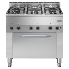 Fourneau 5 feux gaz, four à convection électrique 4x GN 1/1 - Diverso